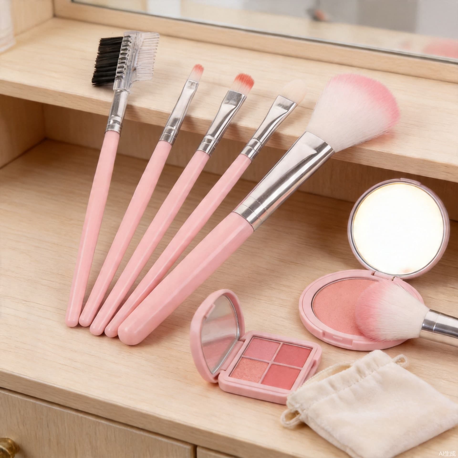 5-Piece Pink Makeup Brush Set, Eyeshadow Blush Powder Brush, Fiber Makeup Tool Brush, Cross-Border Export Exclusive