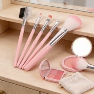 5-Piece Pink Makeup Brush Set, Eyeshadow Blush Powder Brush, Fiber Makeup Tool Brush, Cross-Border Export Exclusive