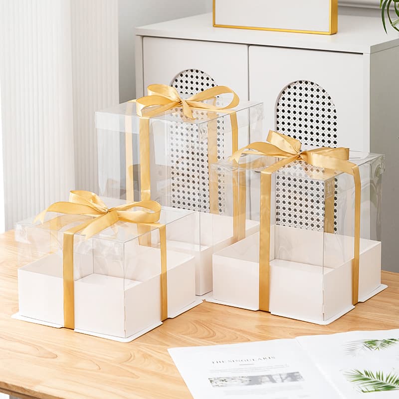 Plastic Transparent Barbie Cake Box, 4-8 Inch Visible Birthday Cake Surrounding Baking Mousse Gift Packaging Box