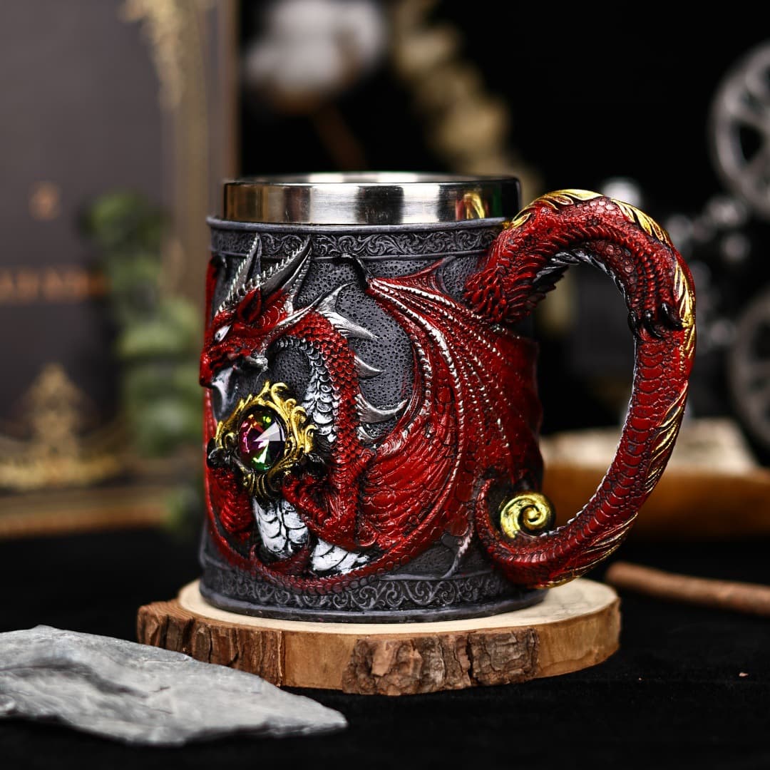 Gem Guardian Dragon Stainless Steel Beer Cup Large Capacity High Value Foreign Trade Export Draft Beer Cup Mysterious Gift Cup