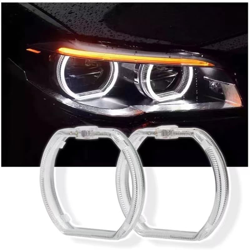 Light Guide Angel Eye Ring 80mm Modified Headlight Lens Square Type E46 E31 E39 Car Daytime Running Light