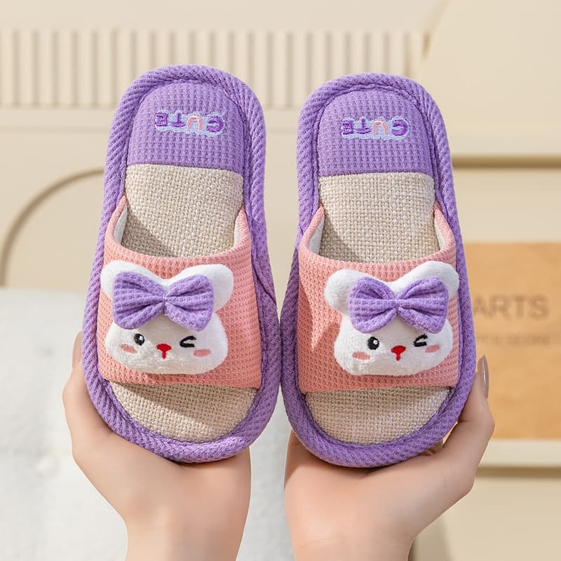 Children's linen slippers, indoor home wear, all seasons, boys and girls, spring and autumn, non-slip cotton and linen, 2023 new style.