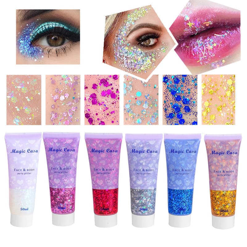 MAGIC CASA Glitter Gel, Mermaid Scale for Face, Body, Lips, Shimmer Eyeshadow, Iridescent Stage Makeup