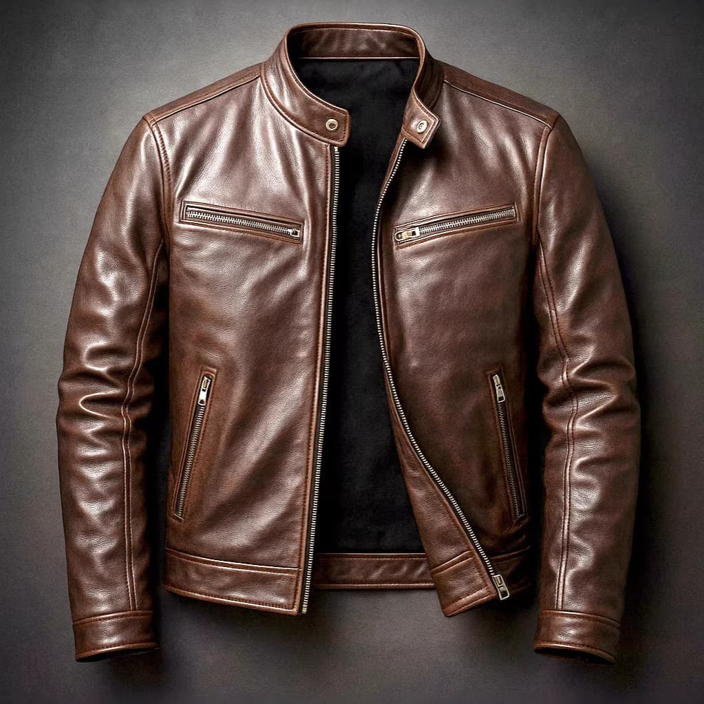 Cross-border Motorcycle PU Leather Jacket Men Stand Collar Leather Coat Slim Fit Punk Pilot Jacket European American Export Men's Clothing Wholesale