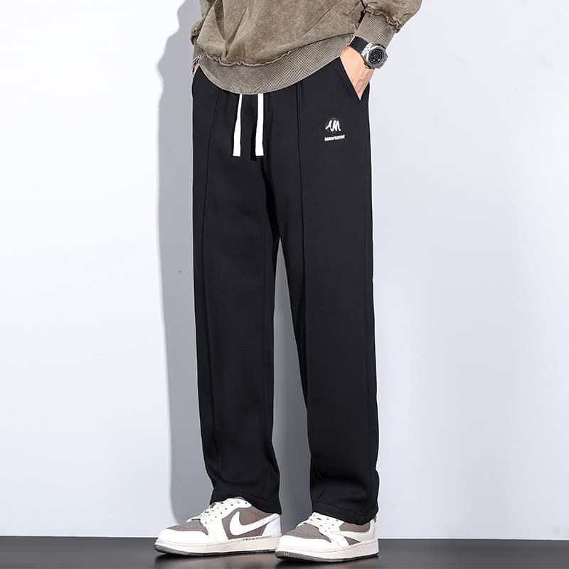L635 | Plus Size Men's Summer New Arrival Vertical Striped Textured Pants, Simple Loose Fit, Plus Size Straight Leg Casual Pants for Men