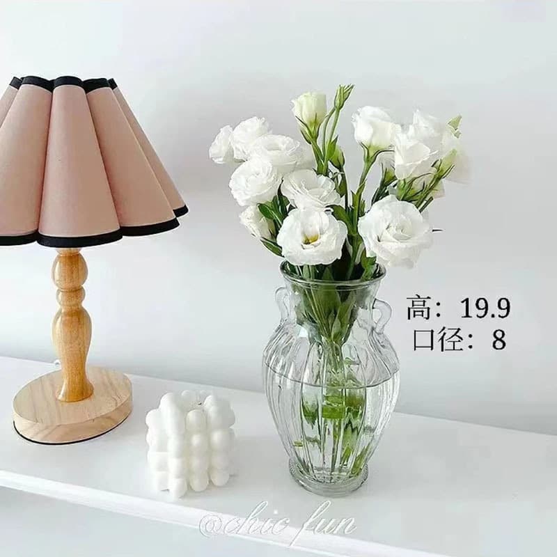 Cone Glass Vase Nordic Ins Style Simple Large Transparent for Hydroponic Lucky Bamboo Desktop Living Room Flower Arrangement Decoration