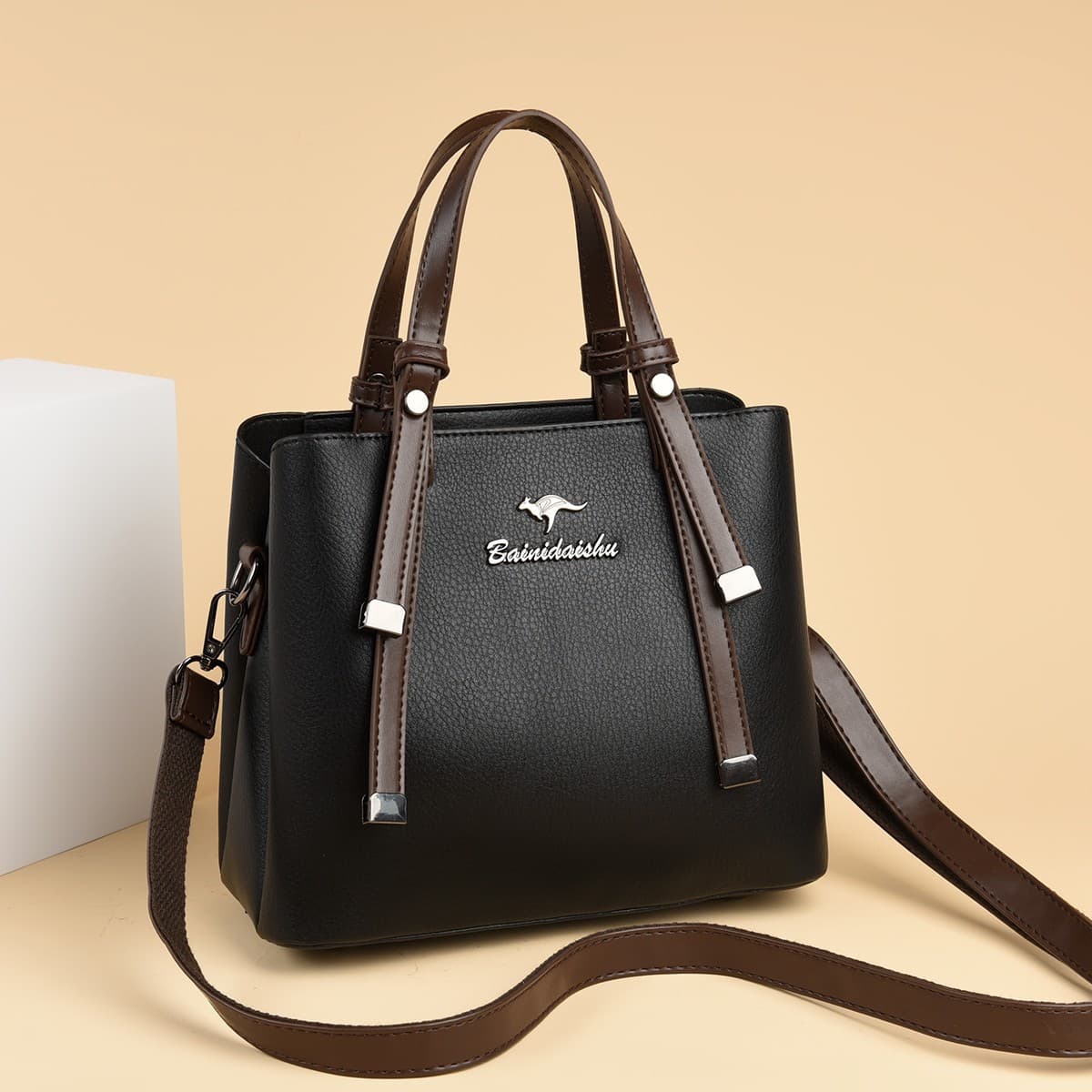 Amazon New Vintage Soft Leather Handbag, European American Light Luxury Fashion Shoulder Tote Bag, Elegant Versatile Bucket Bag