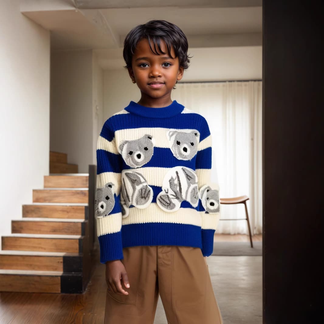 New children's winter sweater base layer autumn and winter round neck long sleeve set thickened trendy children's clothing warm clothing