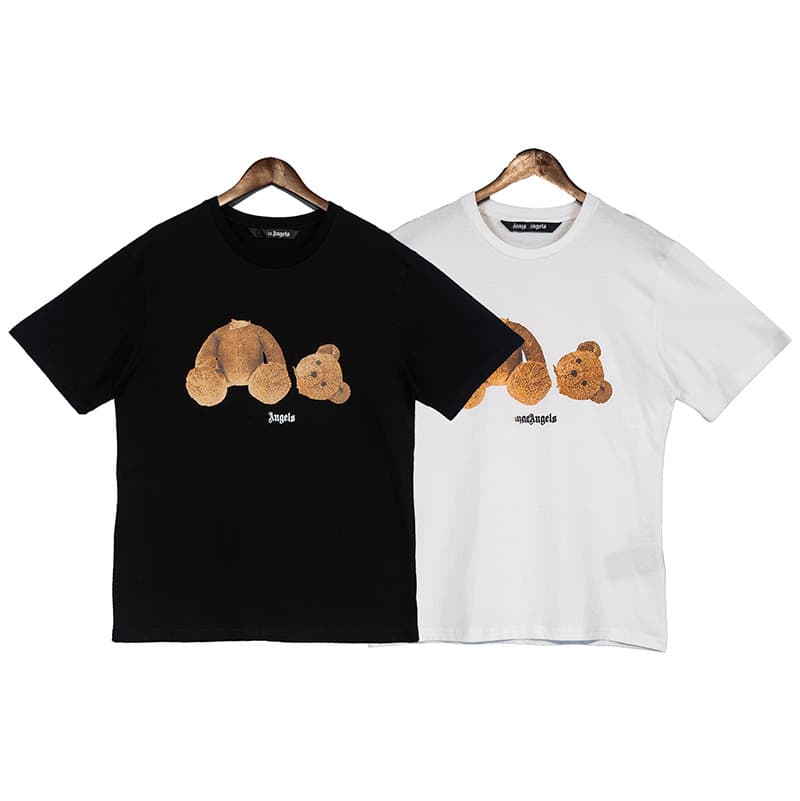 PALM Bear Broken Head Palm Angel New Loose Round Neck Short Sleeve T-Shirt for Men and Women