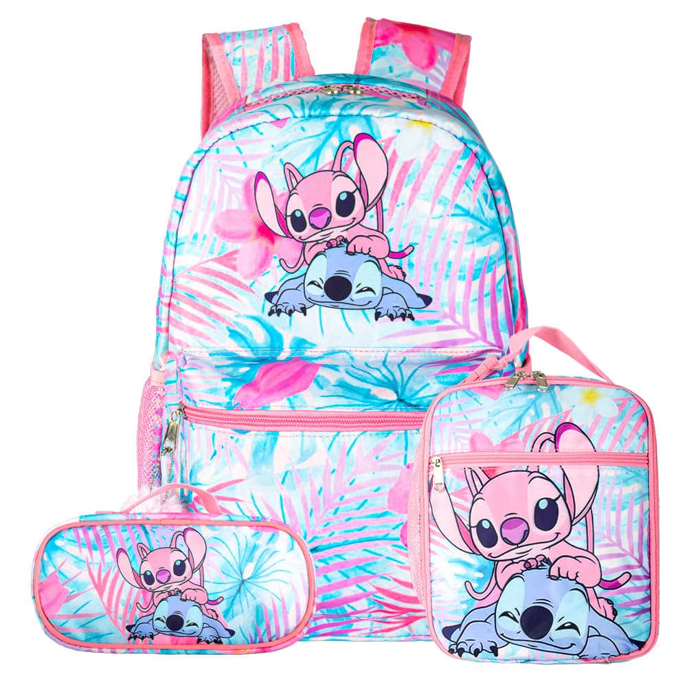In Stock Stitch Cartoon Backpack for Kids, School Bag, Lunch Bag, and Pencil Case