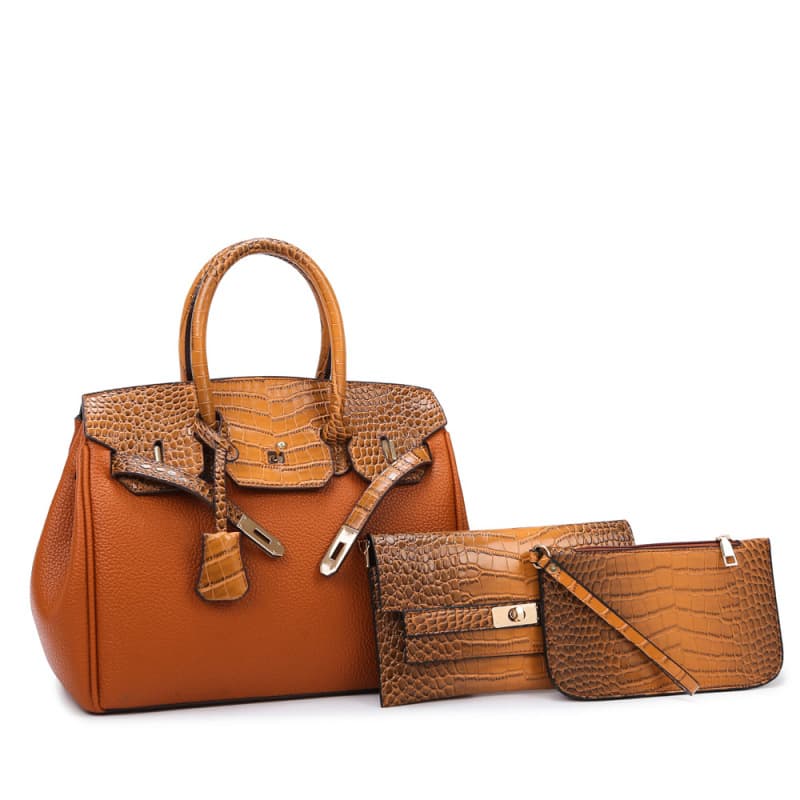 Cross-border Multi-piece Set Bag Women 2024 New Style Pebble Grain Crocodile Embossed Shoulder Handbag Large Bags