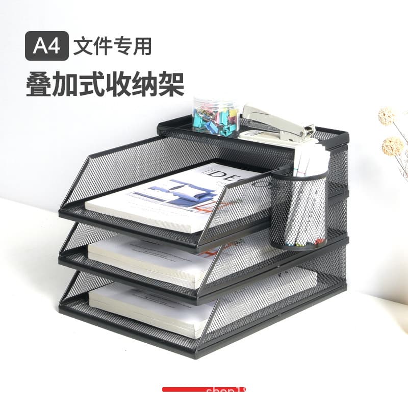 A4 Iron Art Carbon Steel Multi-layer File Rack Office Desk Storage Shelf Metal Combination Stationery Office Furniture