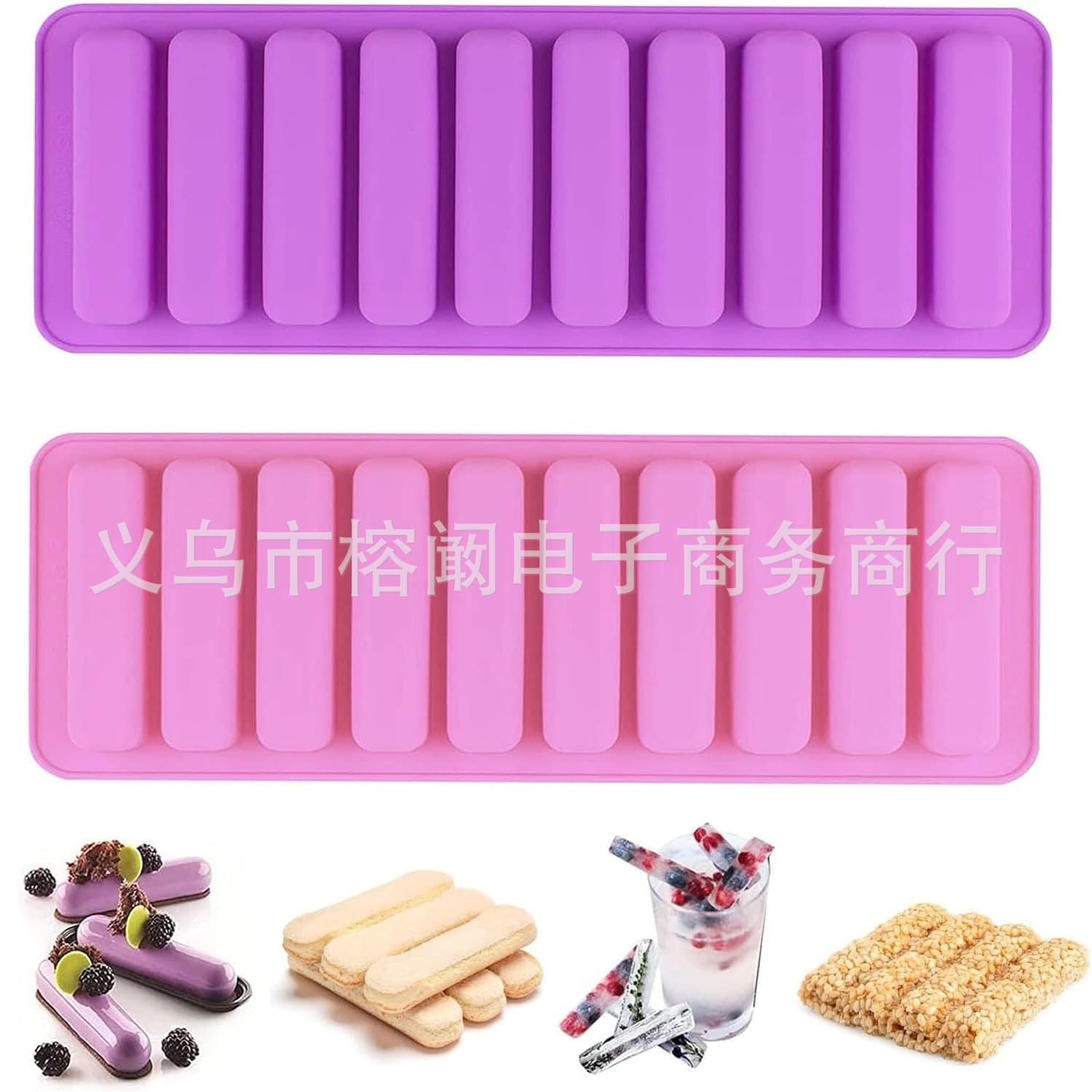 Silicone Finger Biscuit Mold 10-Cavity Biscuit Silicone Mold Cake Mold Chocolate Mold for Tiramisu Border