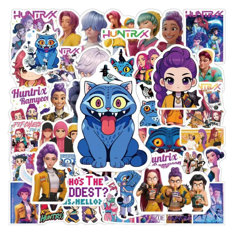 100 sheets of Amazon KPOP devil hunter stickers Korean bright film cartoon stickers luggage stickers computer pens