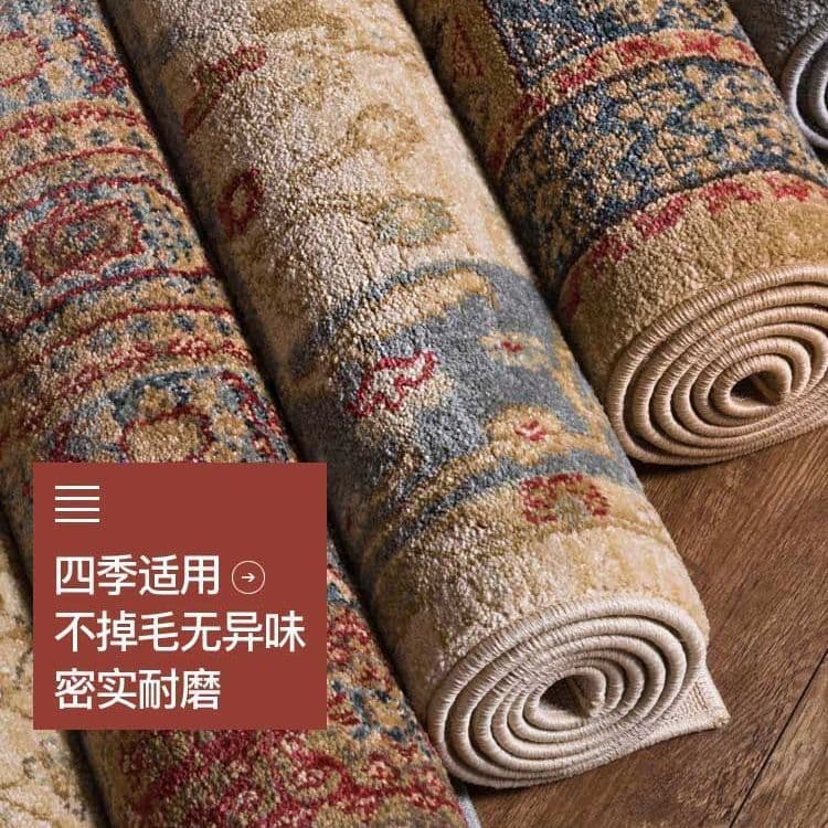 Moroccan imitation cashmere carpet light luxury living room bedroom bedside blanket Nordic retro home floor mat ethnic style American style