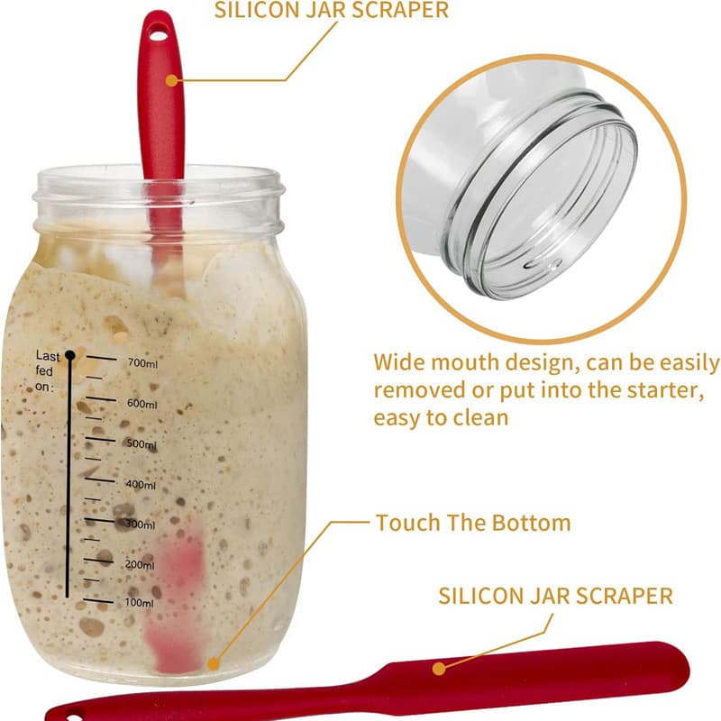 Best-selling 24oz Sourdough Starter Glass Jar with Thermometer and Lid for Bread Baking
