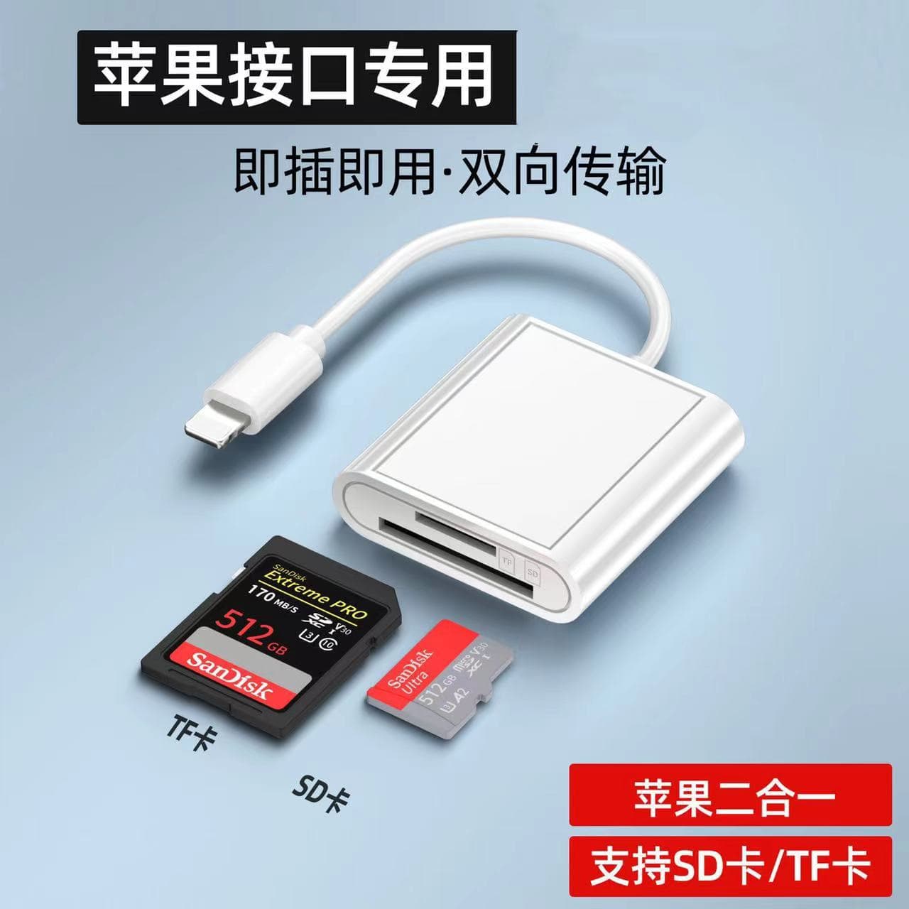 Apple iPhone/Android Type-cSD SLR camera kit OTG adapter cable memory card reader