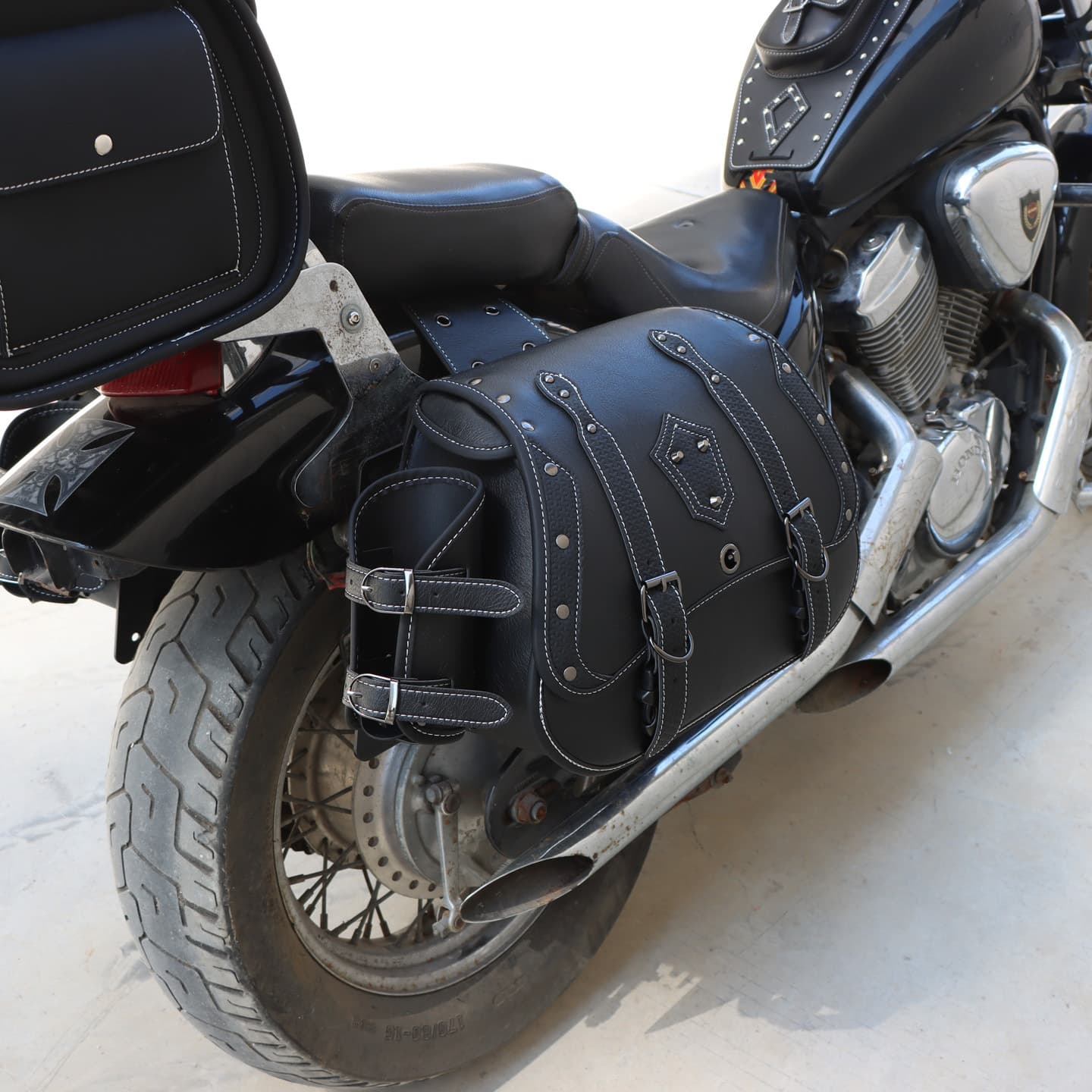 For Benda Jinjila 350 Heiqi 500 CFMoto 450 Saddlebag Motorcycle Retro Leather Waterproof Side Bag
