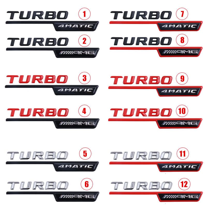 Fender side badge emblem sticker for Mercedes AMG TURBO 4MATIC BITURBO 4MATIC+