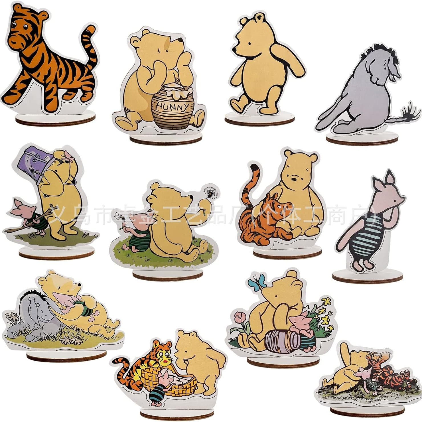 Cross-border new Winnie Winnie Bear wooden desktop ornaments baby birth shower birthday atmosphere decorations
