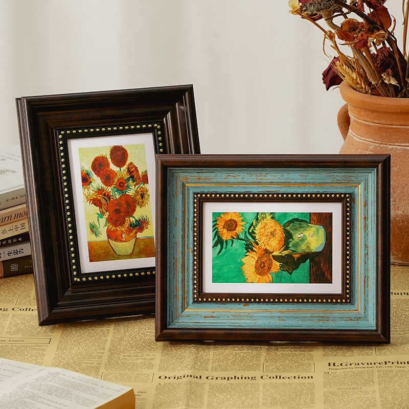 American Vintage Small Photo Frame Stand Premium 6in 8in 10in Custom Photo Print with Frame for Wall Hanging