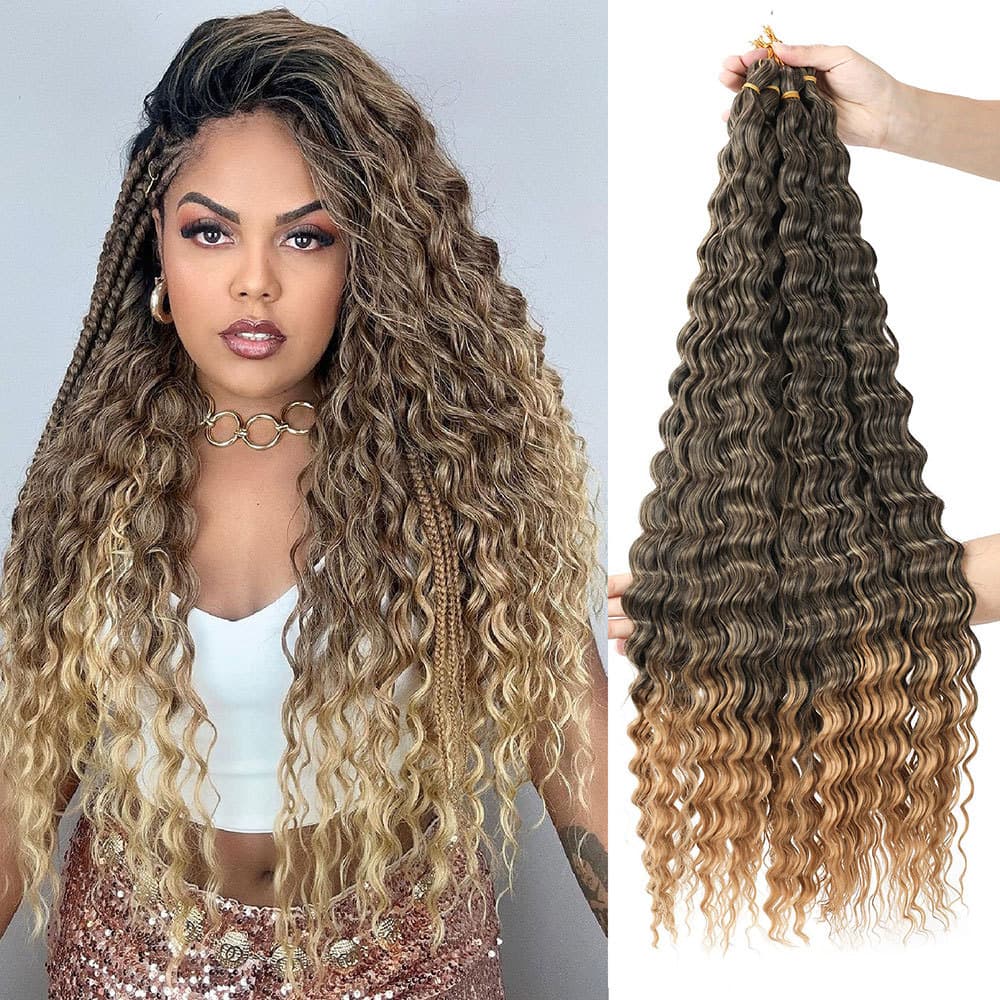 Xuchang manufacturer European and American African chemical fiber wig crochet hair curly hair handle Deep Wave Bulk Hair