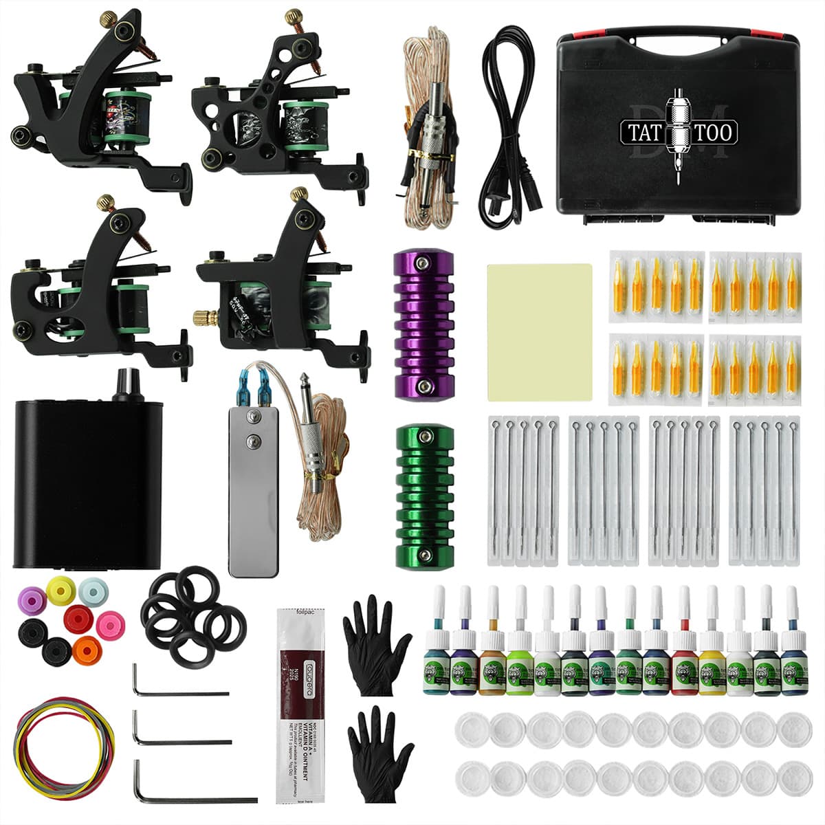 Longman Amazon Tattoo Machine Set Four Machines Complete Tattoo Equipment Lining Shading Tattoo Set Tattoo Tools