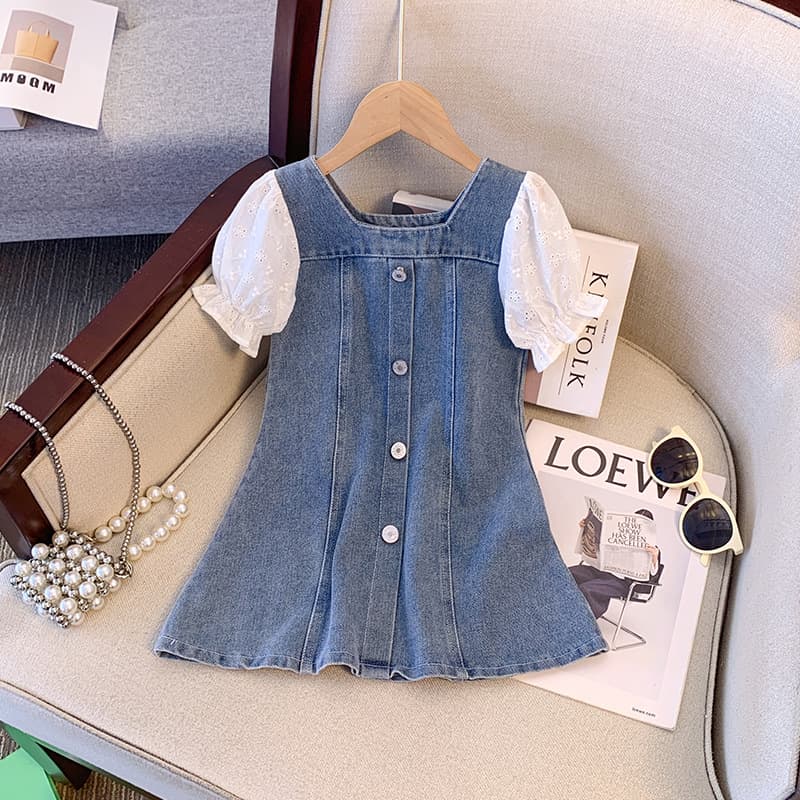 Girls 2025 Summer Children's Denim Dress Toddler Stylish Dress Lightweight Summer Dress Baby Princess Dress