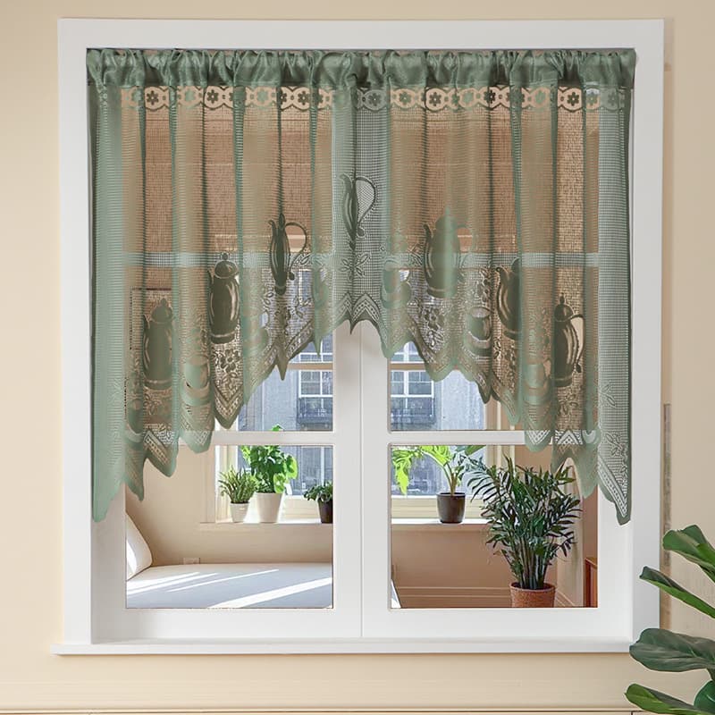 French Lace Hollow Coffee Curtain Arc Partition Short Curtain Beautiful Bedroom Semi Curtain Coffee Decorative Door Curtain