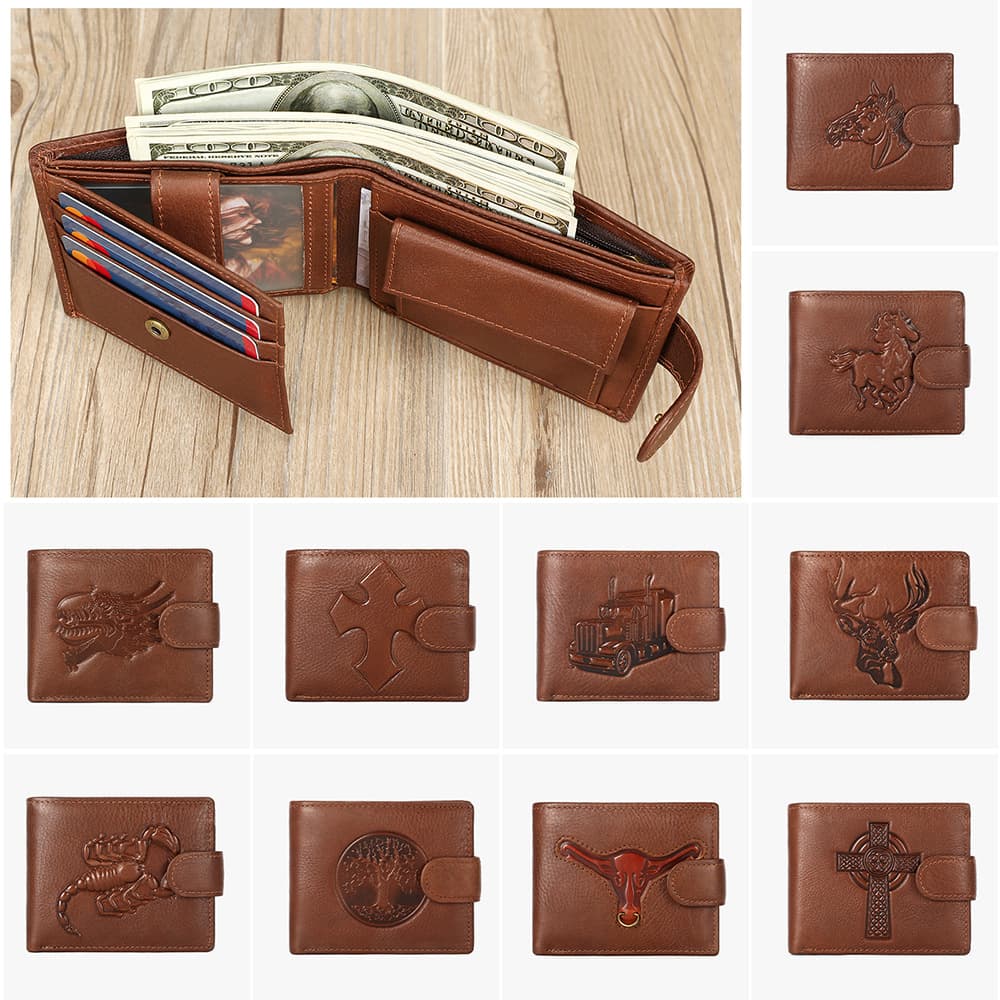 New Top Layer Cowhide Men's Wallet Card Holder Coin Pocket Men Leather Wallet