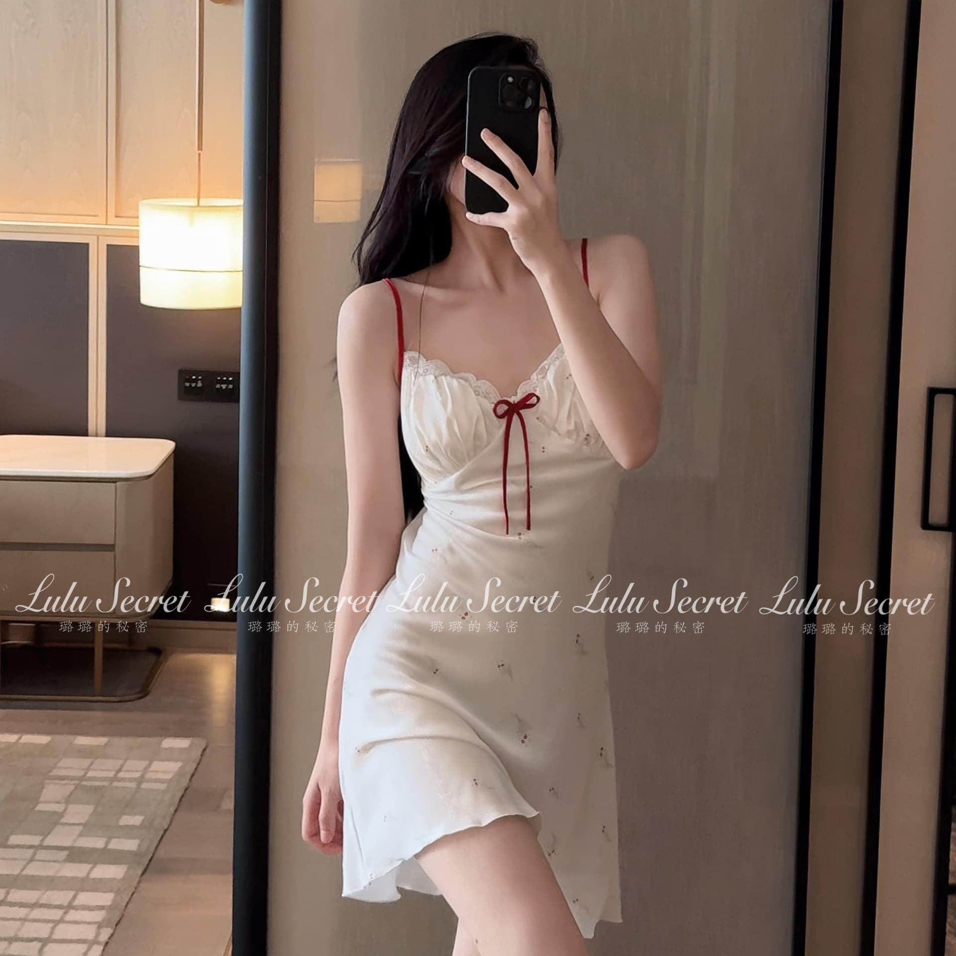 New Sexy Pure Desire Floral Dress Cherry Print Camisole Sleepwear Fairy Style Thin Summer Pajamas for Women