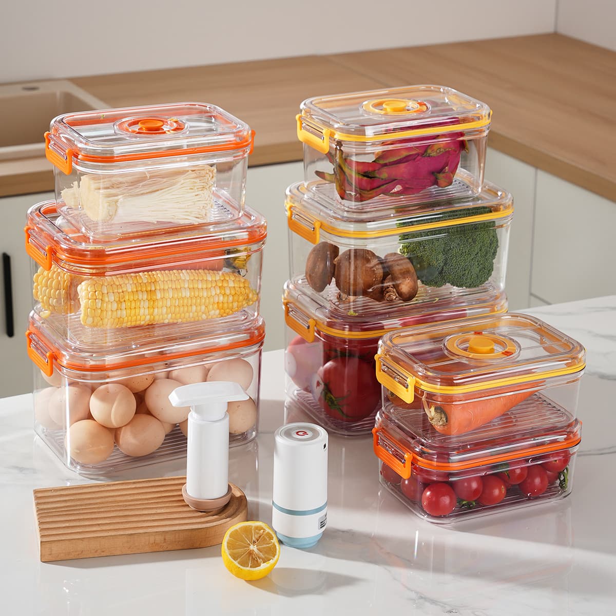 Cross-border vacuum crisper electric vacuum food-grade household plastic refrigerator sealed microwave heated crisper