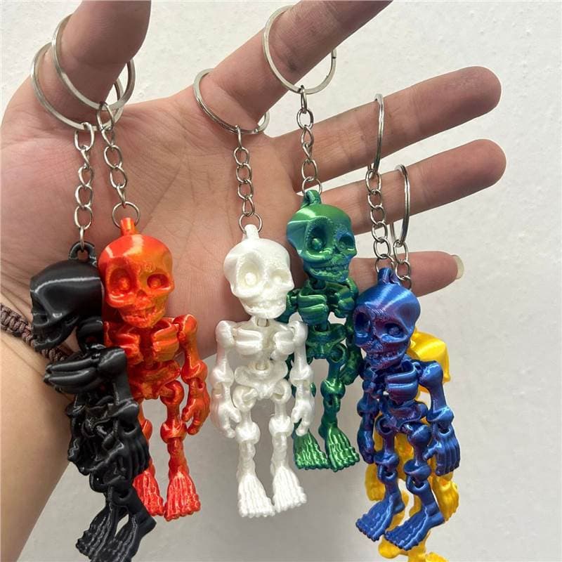 Halloween Cross-Border 3D Printed Skeleton Skeleton Interesting Ornament Toy Keychain Creative Skeleton Man Refrigerator Magnet