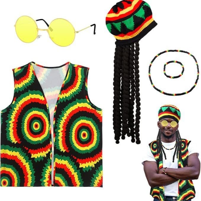 Jamaican Reggae Rasta Costume AccessoriesJamaican Dreadlock Wig Hat