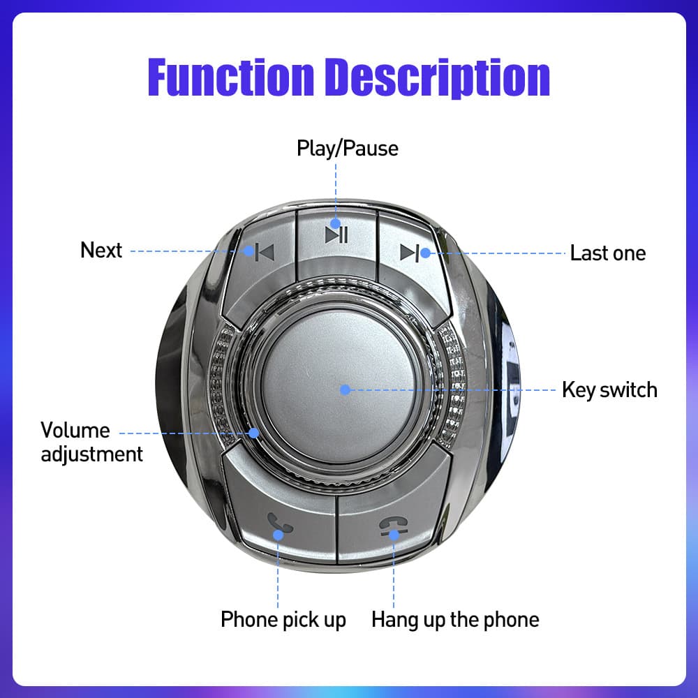 Universal Wireless Multifunctional Steering Wheel Control Button for DVD Navigation, Dual-Side Compatible