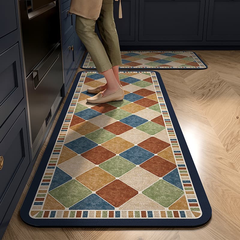 Retro Kitchen Floor Mat, Household Carpet, Dirt-Resistant and Easy to Maintain, Diatom Mud Floor Mat, Water-Absorbent, Oil-Absorbent, Non-Slip Mat, Wholesale