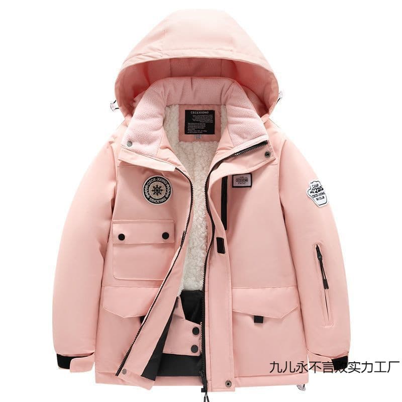 Kids Ski Suit Winter Boys Girls Waterproof Windproof Cotton Padded Jacket Northeast Snow Town Travel Single Double Board Ski Coat