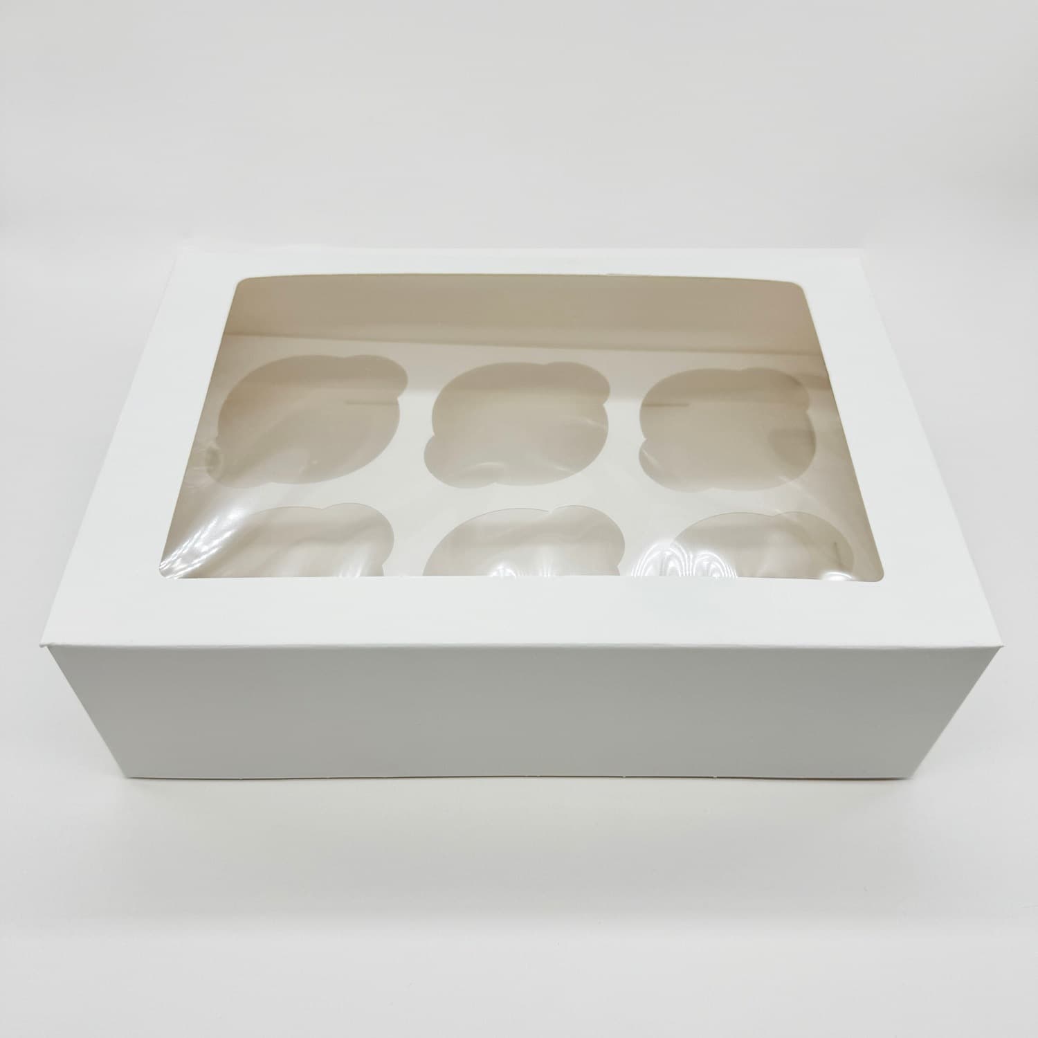 6-Hole Cupcake Box with Window, White Cardboard Muffin Cup, Tart and Pastry Box