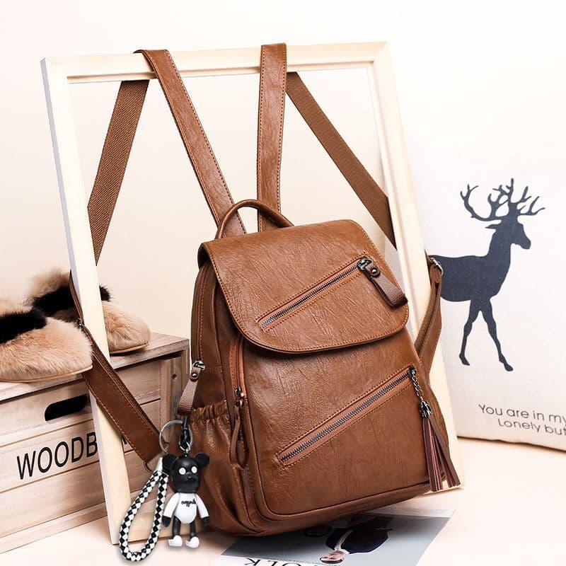 Backpack for Women Korean Style 2025 New Fashion PU Soft Leather Trendy Bag Versatile Casual Backpack Women Large Capacity Schoolbag