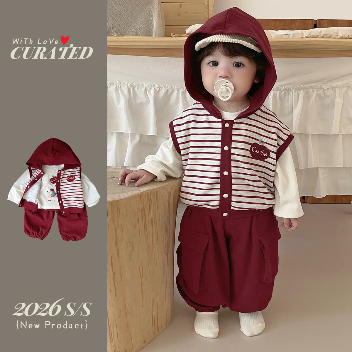 Spring Boys Suit 2026 New Baby Boy Sweater Vest Three-piece Set Infant Sports Casual Clothes Children's Clothes
