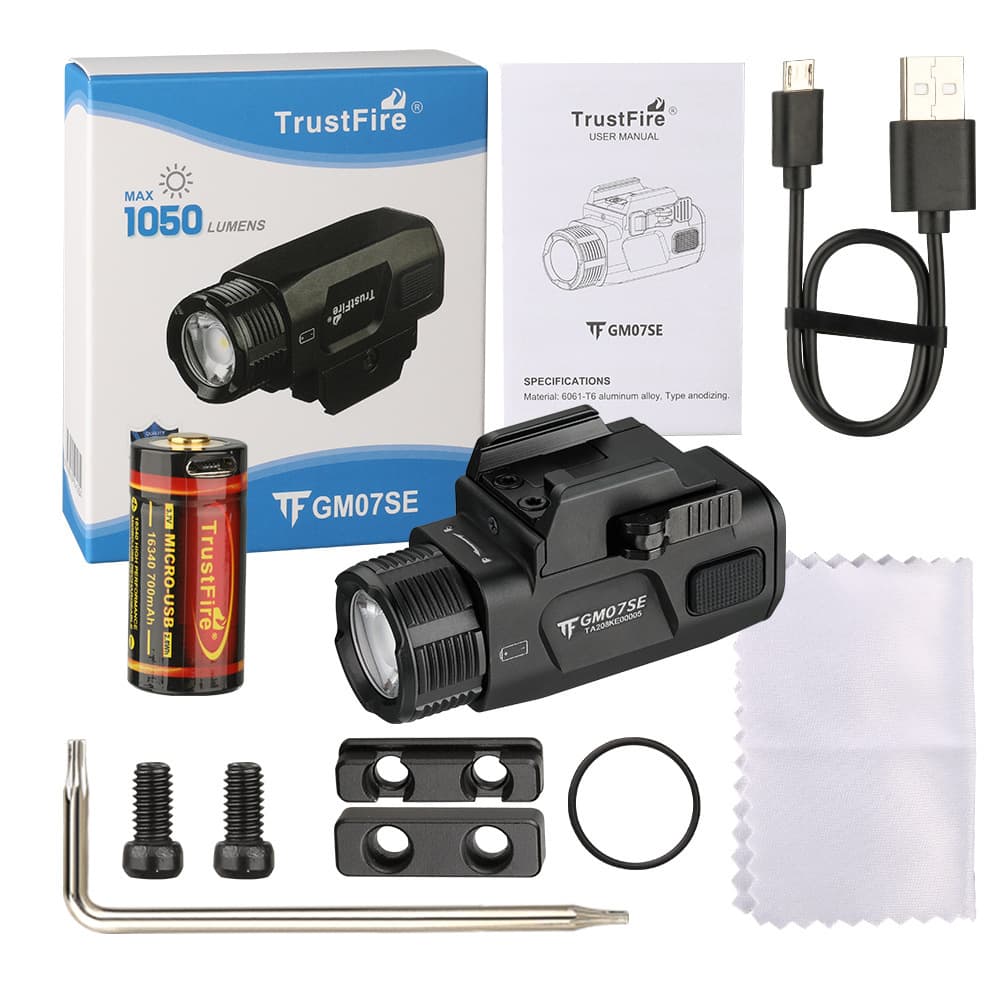 Trustfire Bright 1050 Lumen GM07 SE Tactical Underbarrel Flashlight Accessory with Green Laser, Reversible Mount Flashlight
