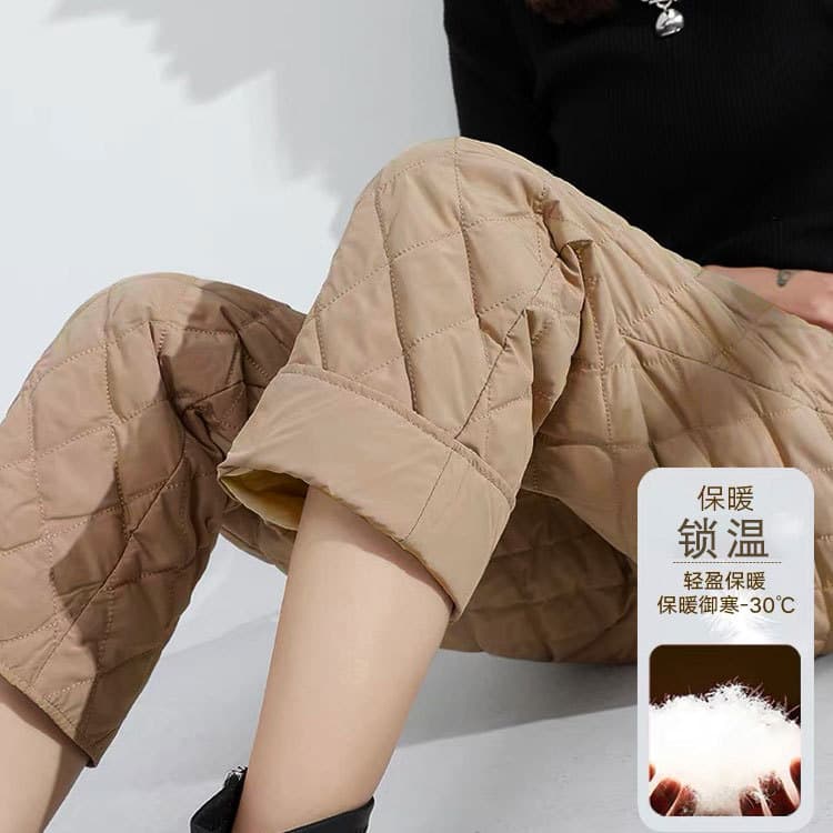 Women's Down Cotton Pants 2025 Autumn/Winter Plus Size Outer Wear High-Waist Thickened Loose Warm Wide Leg Pants Autumn/Winter