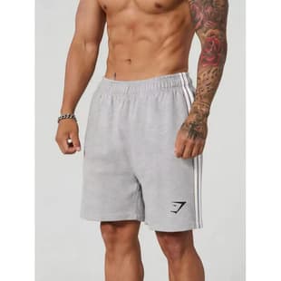 GYMSHARK American Camo Leaf Style Shorts for Men Casual Camo Patch Retro Letter Loose Fit Fitness Sports Beach