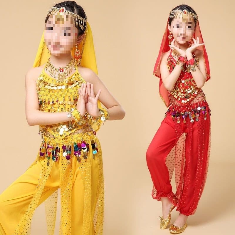 New Children's Indian Dance Costume for June 1st Performance, Girls' Xinjiang Dance Dress, Belly Dance Set, Kids Stage Outfit