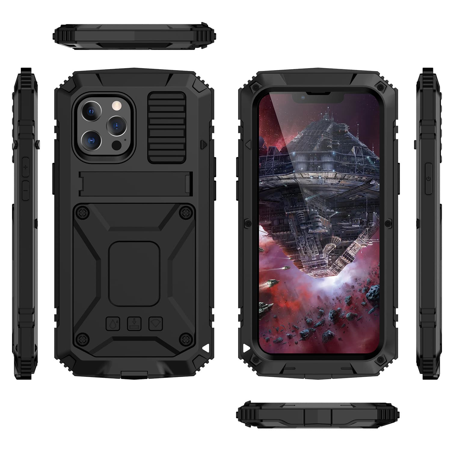 Compatible with iPhone 13 Rugged Case 13 Pro/Max Desktop Stand Case Shockproof Drop-proof Cover for Apple