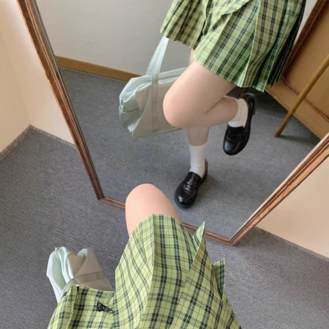 【Little Green Plum】Beili Jiang JK Plaid Skirt Original Female Student Uniform Half-Length Pleated Short Skirt School Supply Versatile