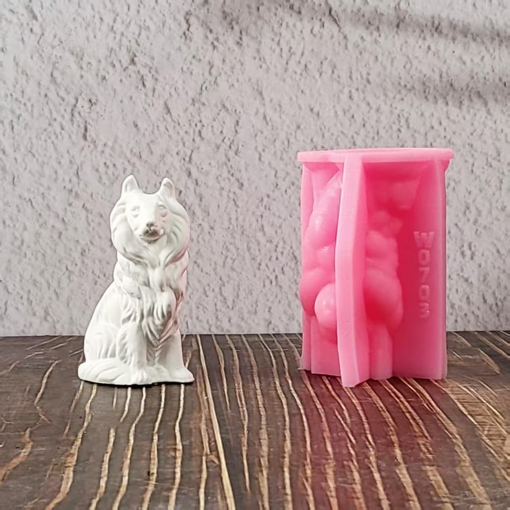 Shepherd Dog Ornament Silicone Mold DIY Cement Plaster Ornament Candle Holder Silicone Mold W0703