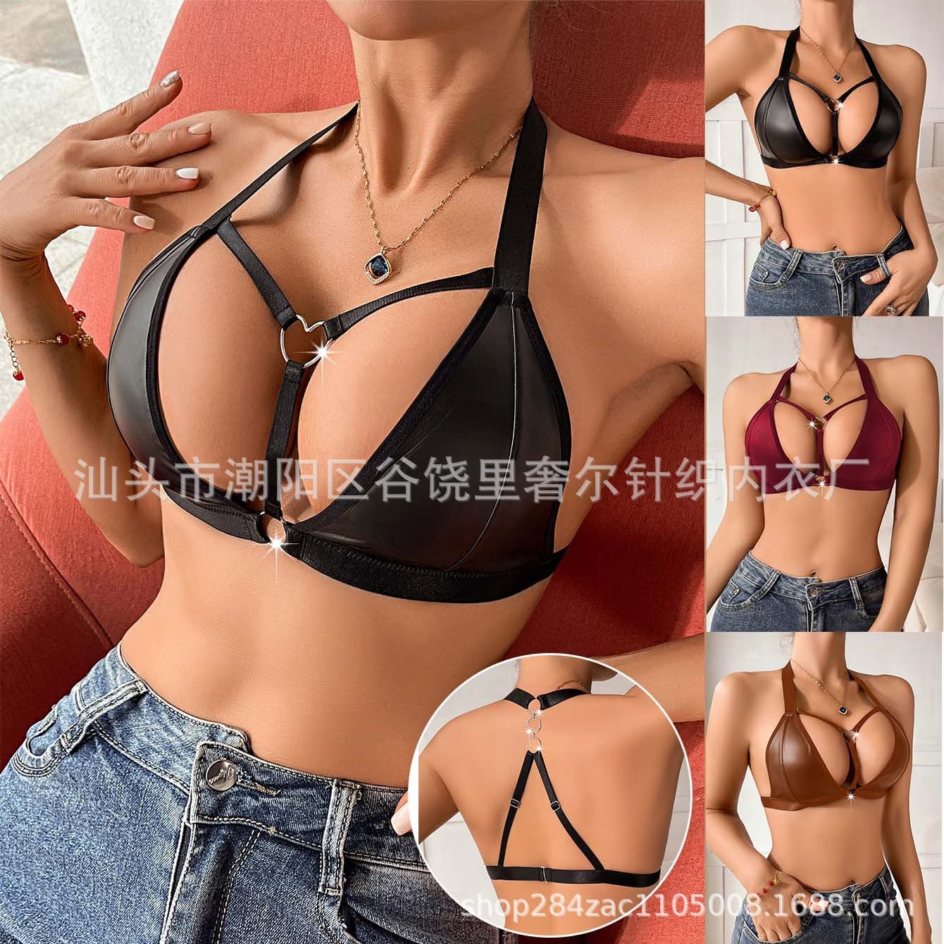 New European and American style bra with triangle cups, halter neck, adjustable thin straps, sexy Amazon bra for women.