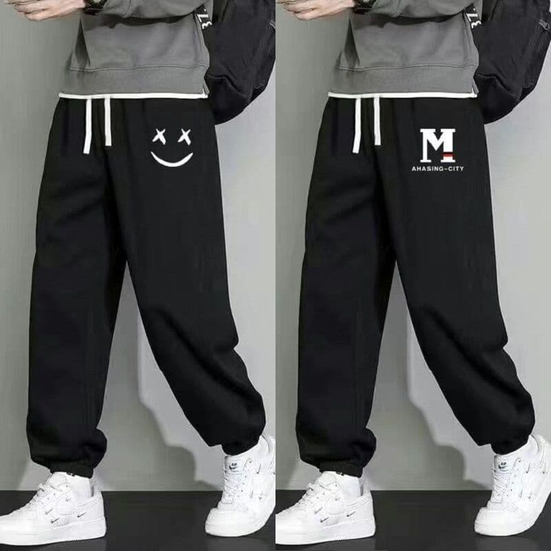 plus Size Men's Summer Sporty Loose Fit Casual Pants Elastic Cuffed Trousers Comfortable Polyester Fiber Printed Wear Resistant