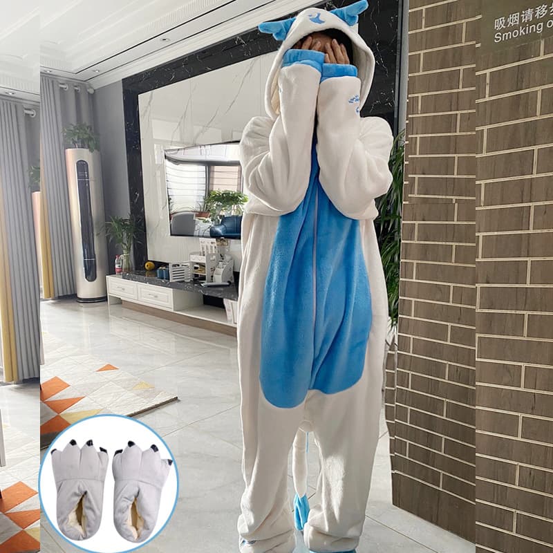 Anime Ao Bing Cosplay Outfit, 2D Peripheral Onesie Pajamas, Unisex Cartoon Flannel Home Wear, Autumn/Winter